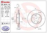 BREMBO COATED DISC LINE 09.9574.11 JEU DE 2 DISQUES DE FREIN HYUNDAI, KIA