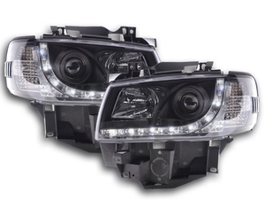 PH1032 PHARES DAYLIGHT A LED AVEC LOOK FEUX DE JOUR POUR VW BUS (TYPE T4) ANNÉE: 96-03 NOIR