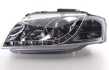 PH1042 PHARES DAYLIGHT À LED AVEC LOOK FEUX DE JOUR AUDI A3 8P/8PA AN. 03-07 CHROME